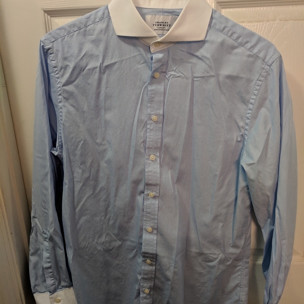 Jos A Bank contrast spread collar dress shirt